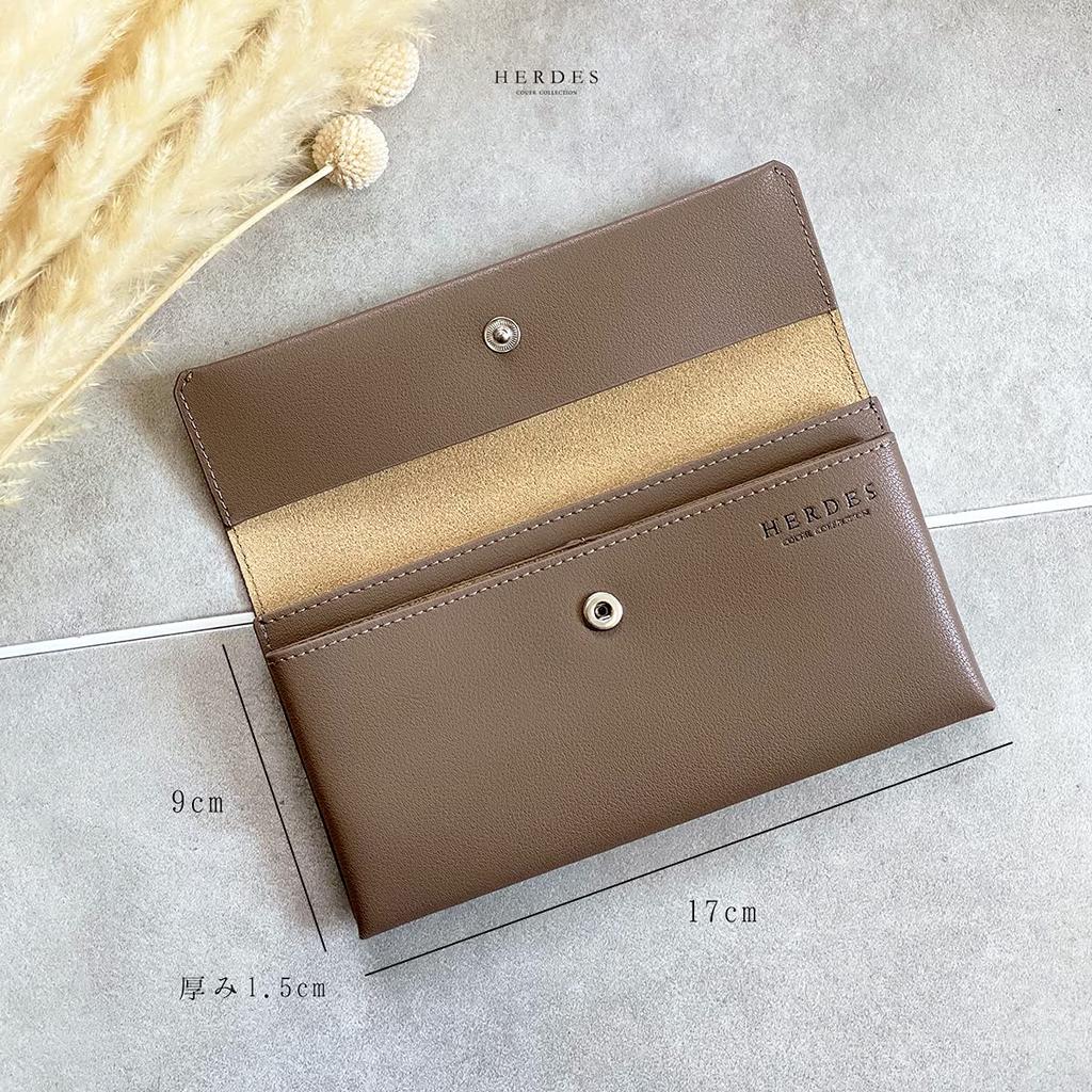 HERDES Long Brand Large Easy to Slim Cowhide 15mm Simple Matte Women's Wallet, Name, Capacity, Use, Lightweight, Slim, Leather, Flap, Design, Gift,