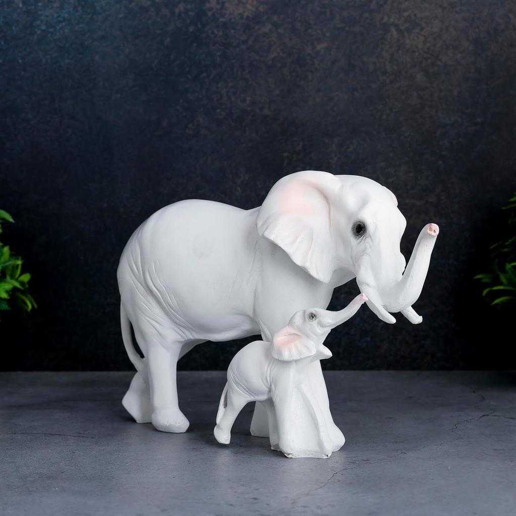 Elefantenstatue für Glücksbringer Zierstück Heimdekorationsartikel für Wohnzimmer und Geschenke (Weiß)