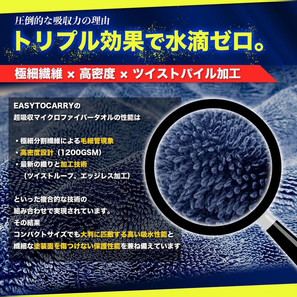 Super Absorbent Car Wash Extra Thick 1200GSM Microfiber Drying Towel for and Coated Vehicles X Towel, [EASYTOCARRY] Cars, Motorcycles, (58cm 88cm)