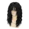 Syntetisk 80-talls Punk Heavy Metal Rock Mann Parykk Langt Krøllete Hår Svart Parykk for Menn Naturlig Bølge Parykk Disco Cosplay Kostyme