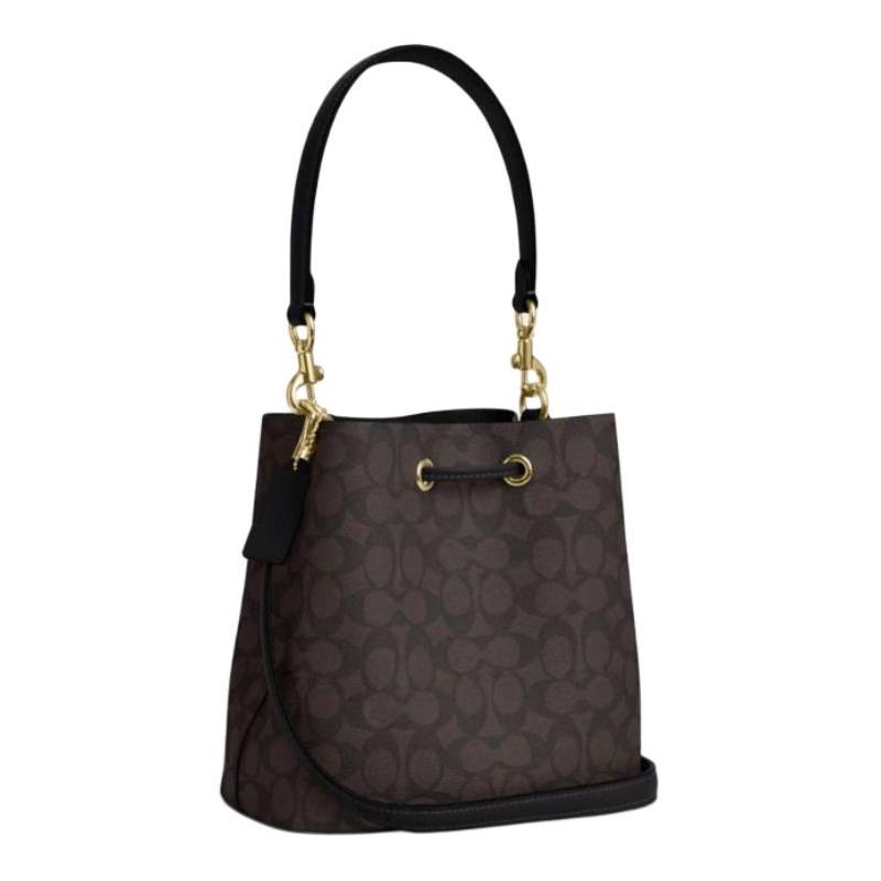Coach Rowan 21 Bucket Bag Signature Canvas Women Drawstring Handbag With Detachable Pouch Shoulder Crossbody Fashion Gift CBH07-IMXAQ