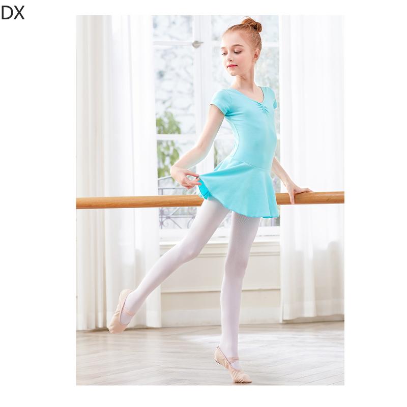 DX-Dance Costume Kids Costume Spring Short Sleeve Girls Bow Ballet Dress Girl