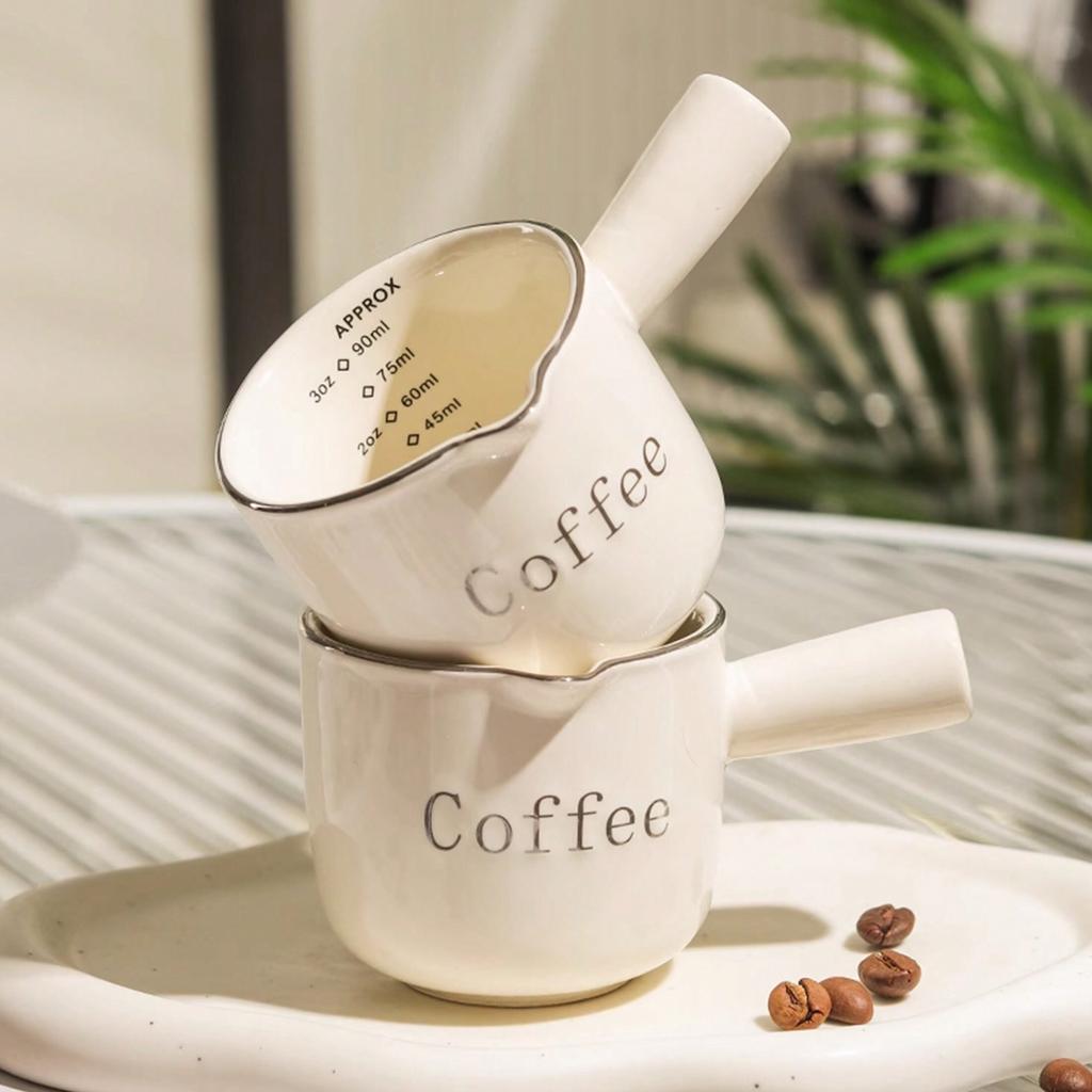Ceramic Coffee Cup with Measurement Markings Minimalist Kitchen Small Milk Jar Espresso Mug Home Barista Coffee Brewing Cup Gift