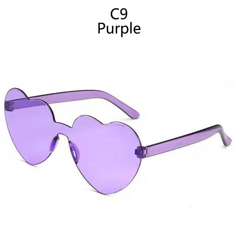 Love Heart Sunglasses Jelly Color Rimless Frame Dazzling Colorful Tint Clear Lens Eyewear Fashion Sun Glasses