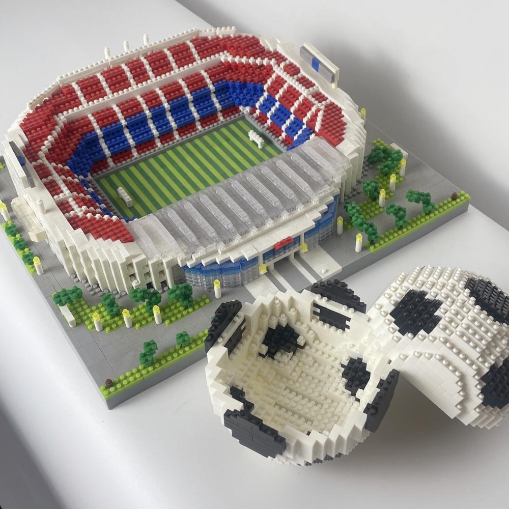 Knew Built Barcelona Soccer Stadium with Soccer Ball Micro Blocks Building Toys Experience the Joy of Footballive Good Deco Gift