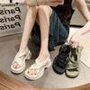 Soft leather sandals women's 2025 summer new muffin platform small beach shoes high-end skirt Roman shoes
