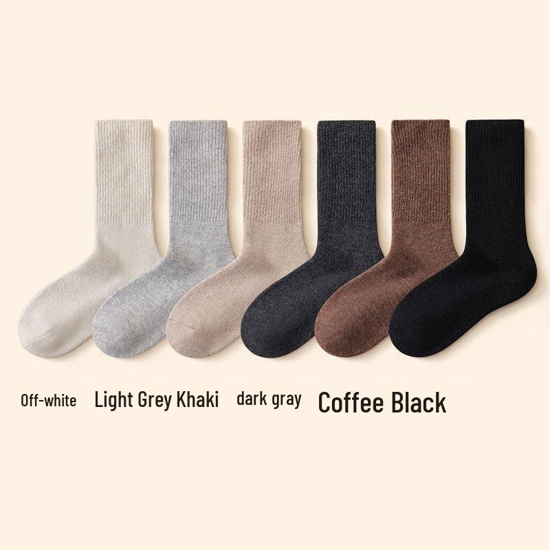 Women s Thickened Wool Socks: Warm Plus Velvet Mid-Calf Socks for Autumn, Winter, and Postpartum Sleep. 1 pair/Dark Brown