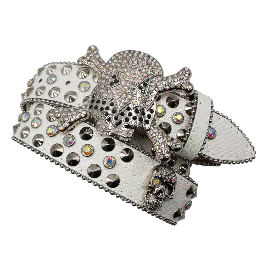 Unisex Y2K Crystal Rhinestone Skull Belt