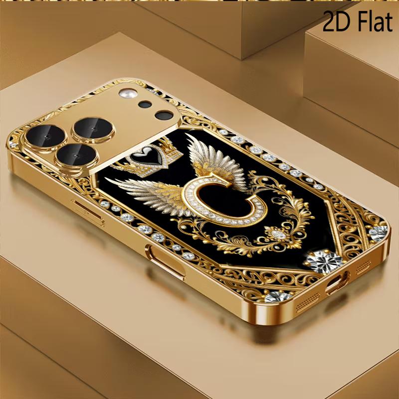 Luxury S Patterned tempered glass design for iPhone16 17 ProMax 1514 1312 11ProMax Phone Case Camera Cover Shockproof Hard Back