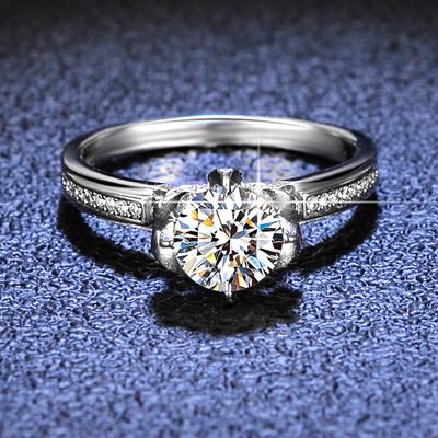 D Color 1ct Moissanite Ring Wedding Proposal Sterling Silver Ring Six Claw Moissanite Diamond Ring Women's Fashion Exquisite Jewelry Gift