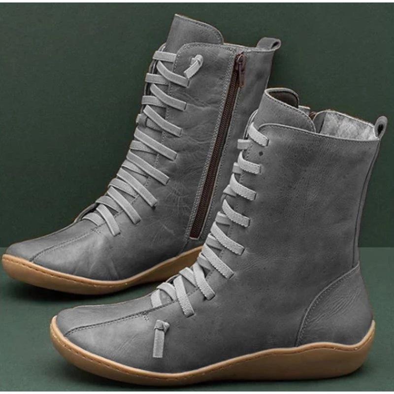 European and American Women's Short Boots 2024 Autumn New Style Side Zipper Large Slope Heel Middle Tube Casual Women's Boots