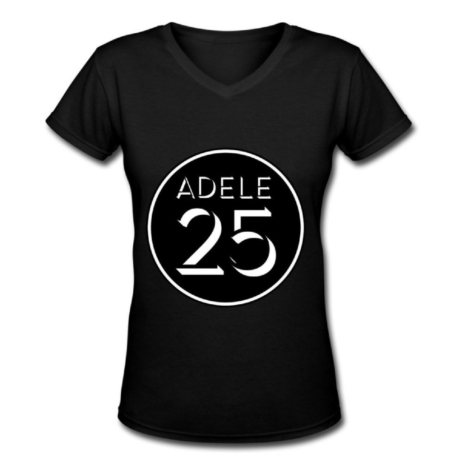 Adele 25 Album Tour 2016 Fan Logo Womens V Neck T Shirt Black S