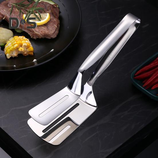 Doppelseitiger Spatelclip, Grillklammerzange zum Grillen, Kochen, Edelstahl-Lebensmittel-Flip-Clip, Mehrzweck-Küchenzange für Zuhause und draußen