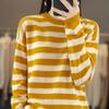 Andy Velvet Striped Round Neck Knitted Base Shirt for Women In Autumn and Winter Skin-friendly and Warm Pullover Top Loose and Versatile Sweater