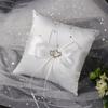 European Double Heart Ring Bearer Pillow Romantic Bowknot Ribbon Cushion  Home Wedding Bridal