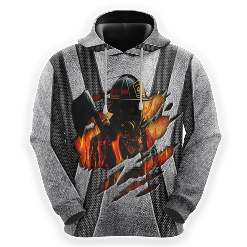 Fashion Firefighter Hero Profession Graphic Sweatshirts Fashion Male Pullovers Streetwear Fireman Work Sweatshirts Harajuku Tops