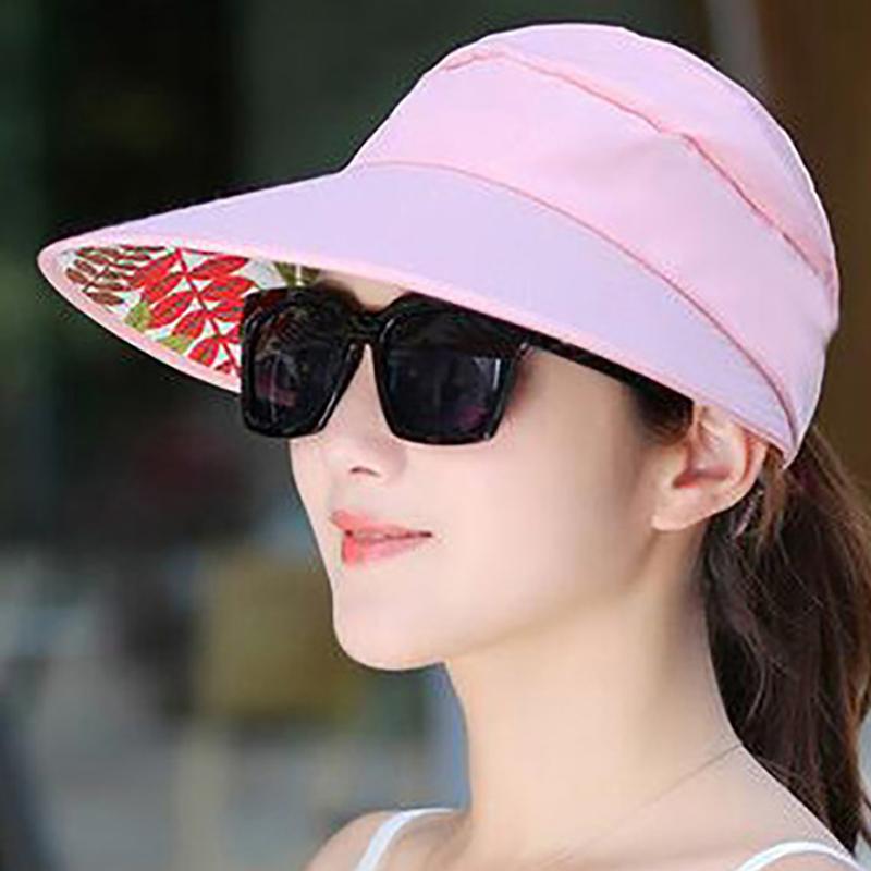 Summer Sun Hat for Women Wide Brim Print Foldable Visors Suncreen Uv Protection Lady Beach Floppy Cap Girls Holiday Baseball Cap