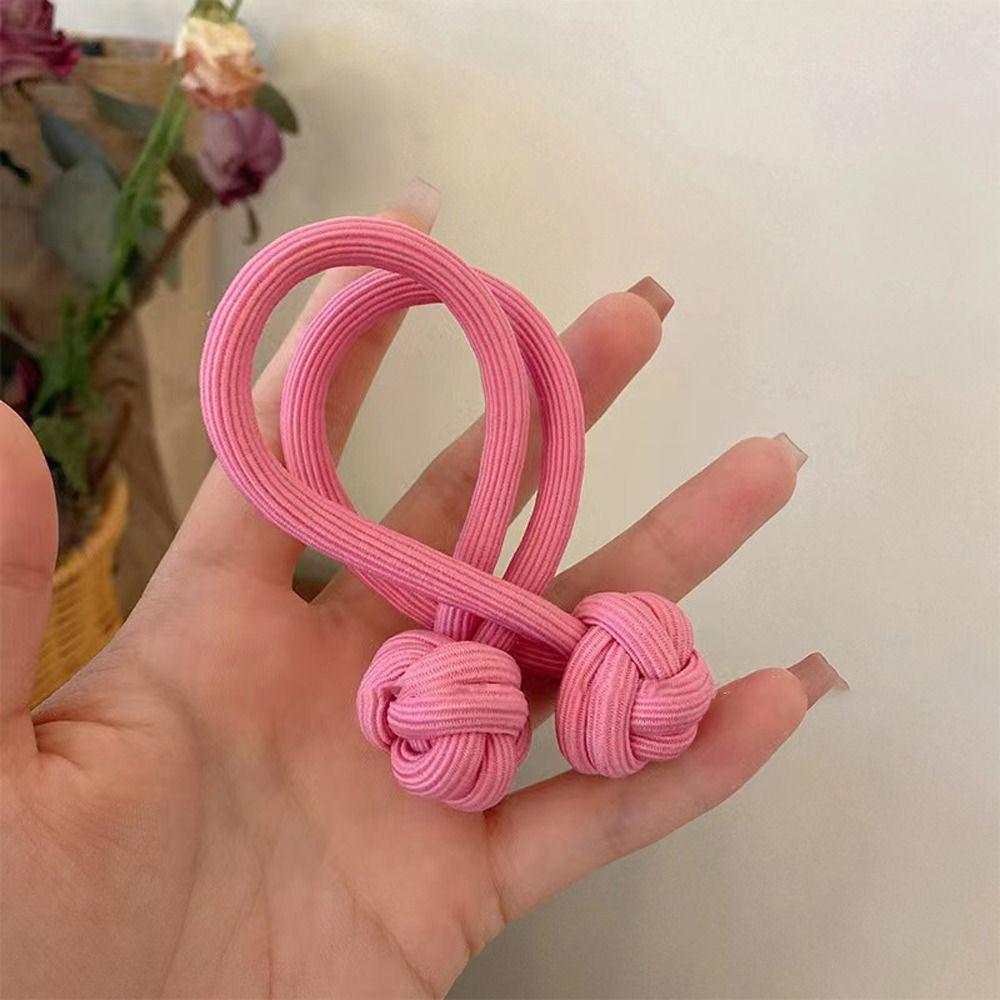 Rubber Chinese Knot Hair Rope Solid Color Korean Rubber Band Sweet Elastic Hair Ring  Hanfu