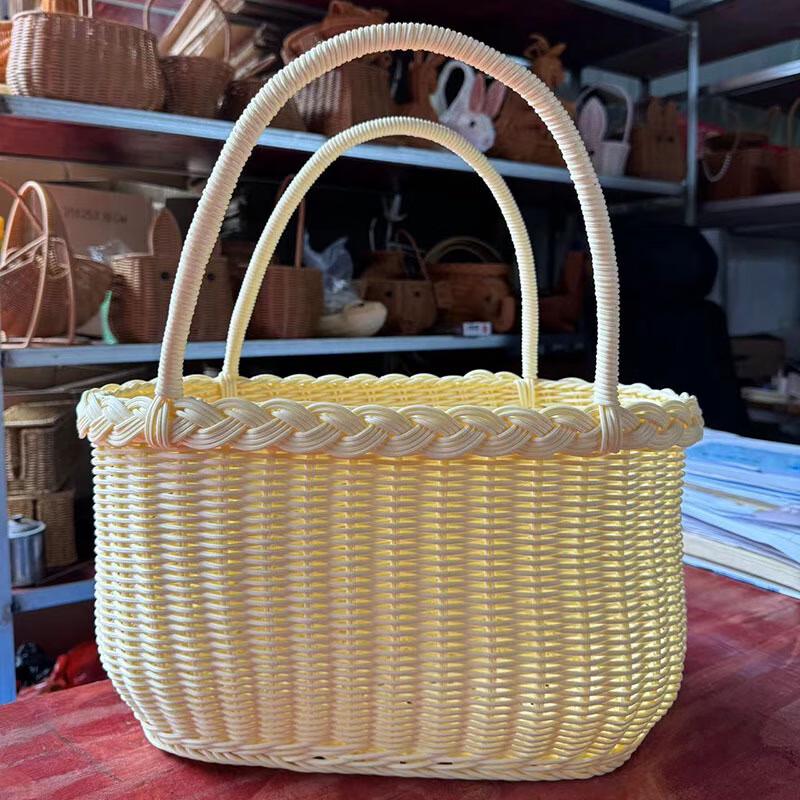 Hand-Woven Cotton Rope Picnic Basket 40x22x22cm