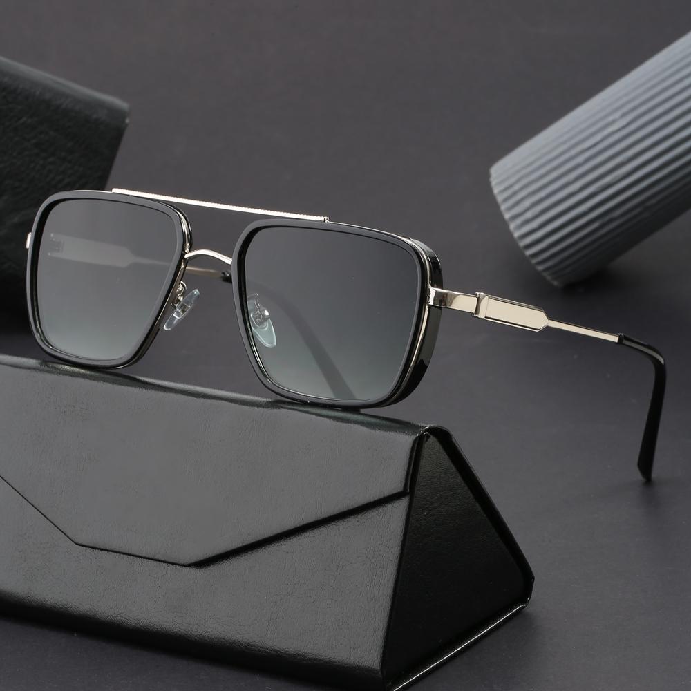 Trendy Metal Square Steampunk Sunglasses Custom Logo  Metal Shades Sun Glasses