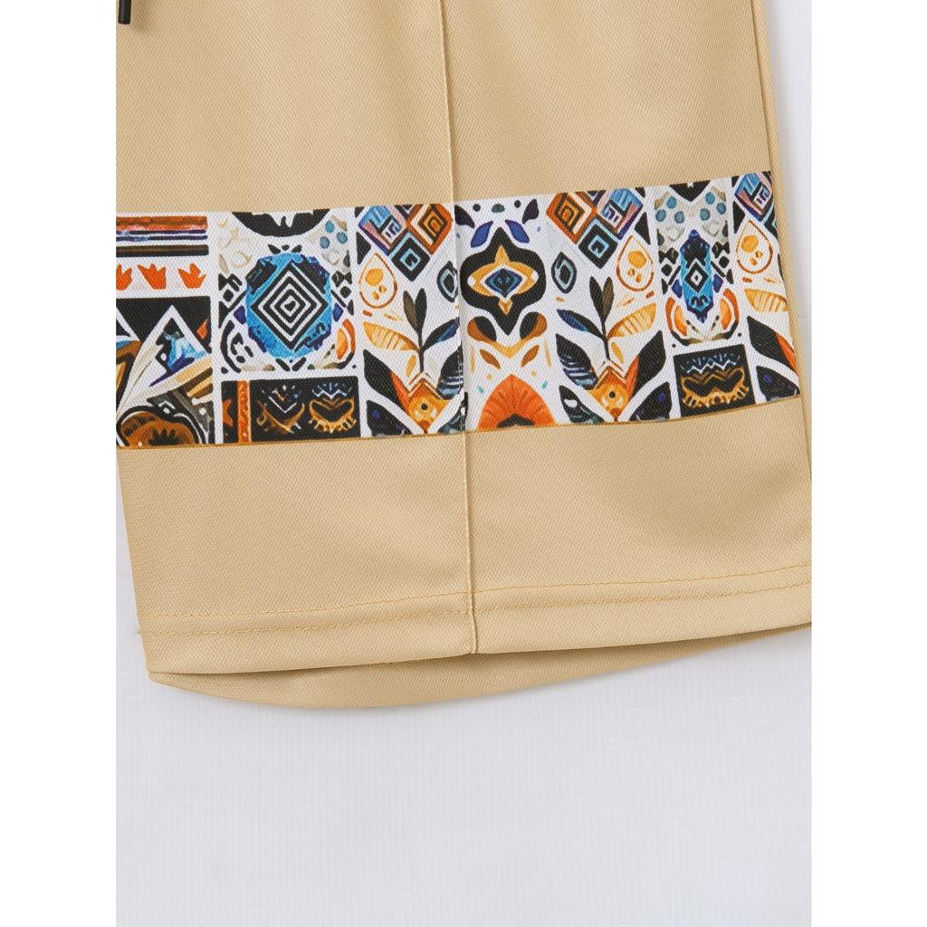 Herren grenzüberschreitender Anzug Sommer Druck Reißverschluss Farbblock kurzärmlig Shorts lässig Sport zweiteiliges Set