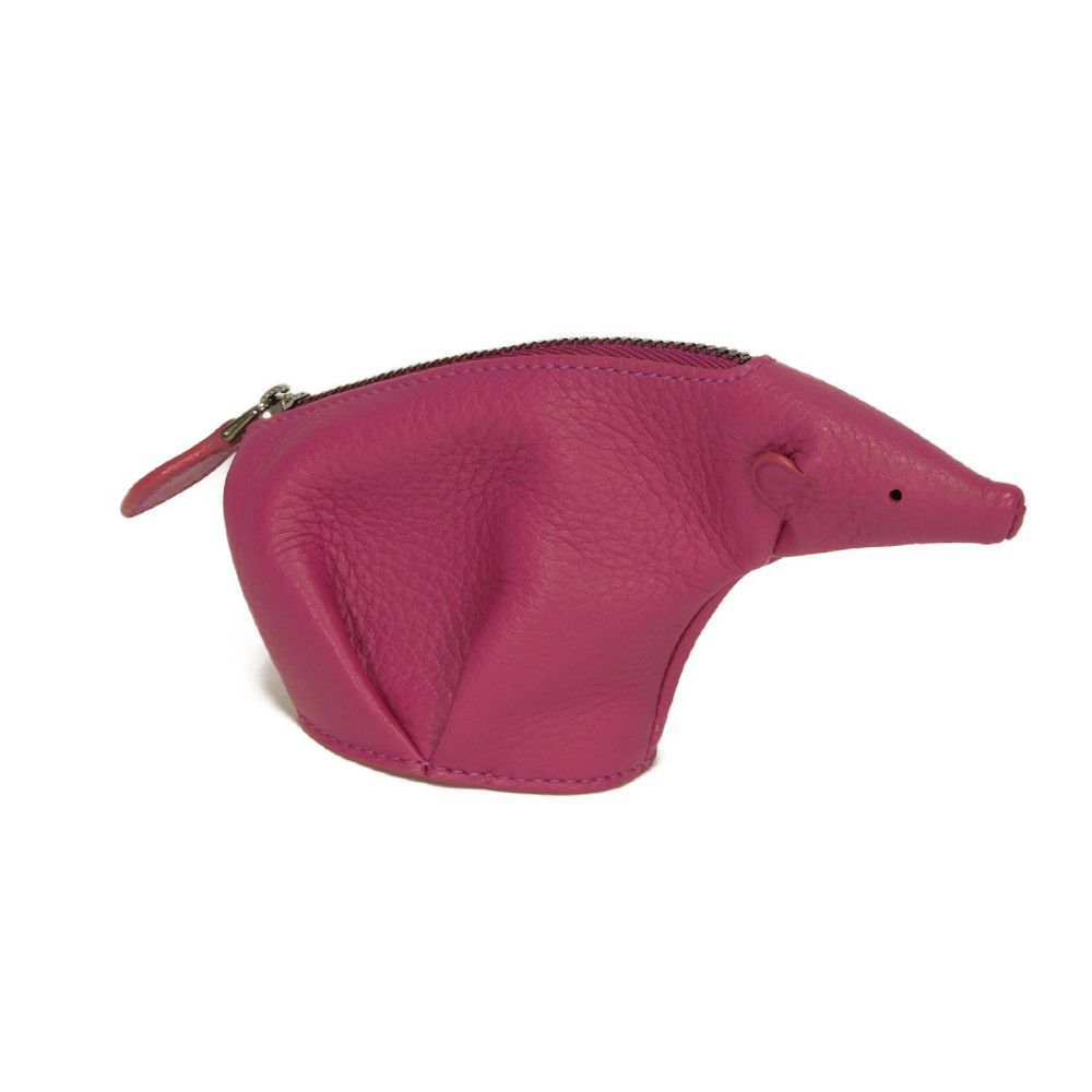 Used 12695 Bear Coin Purse 199.79.G74 7943 Animal Grain Calfskin Pink Unused Anagram Embossed Fuchsia Unisex from Japan