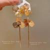 Real Gold Electroplated Silver Needle Flower Fringed Earrings European and American Exaggerated Design Studs, Niche High-end Earrings