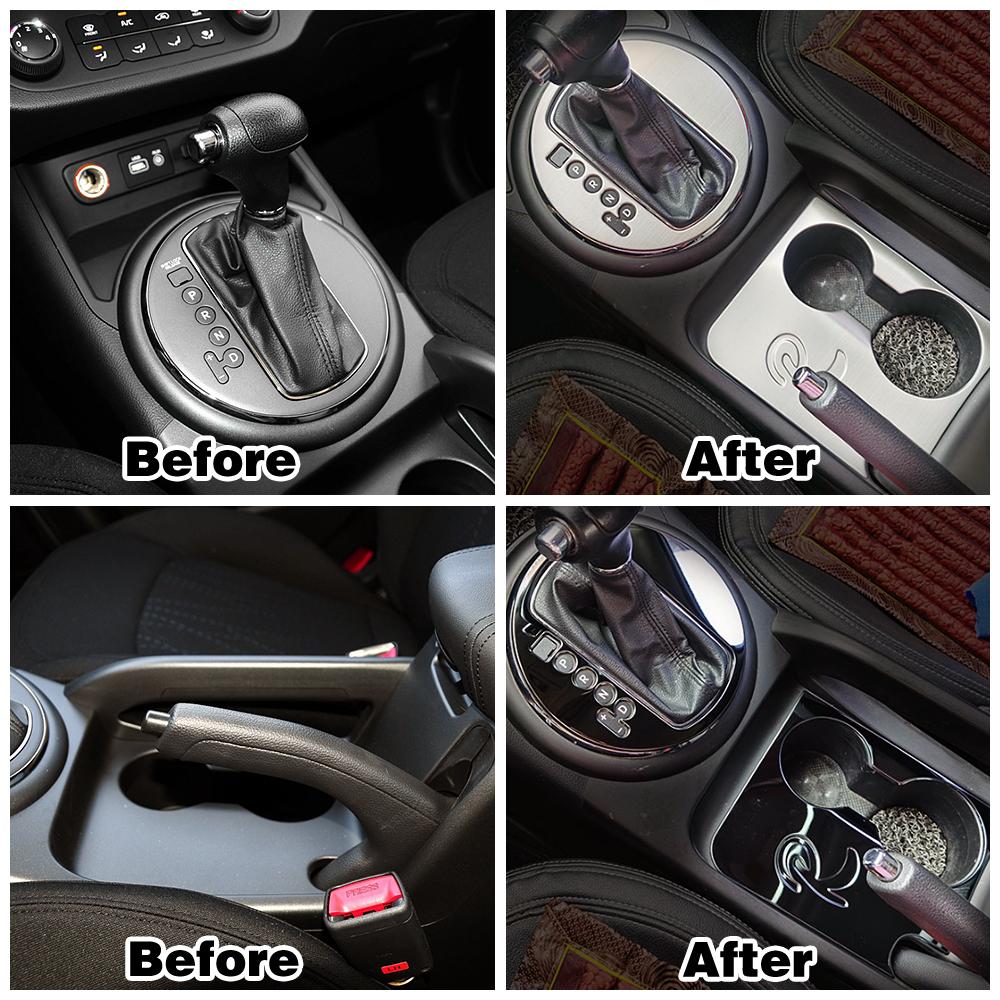 Para Kia Sportage R 2011-2015 Painel de mudança de marchas Suporte para copos de água Guarnição Interior Moldura Proteção de aço inoxidável
