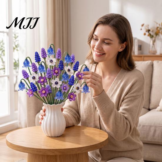Set Tutorial Fiore con Perline Kit Bouquet di Fiori Selvatici, Artigianato Fai da Te Floreale Decorazione per la Casa Realizza Fiori, Progetto Artistico con Perline per Adulti Adolescenti Kit
