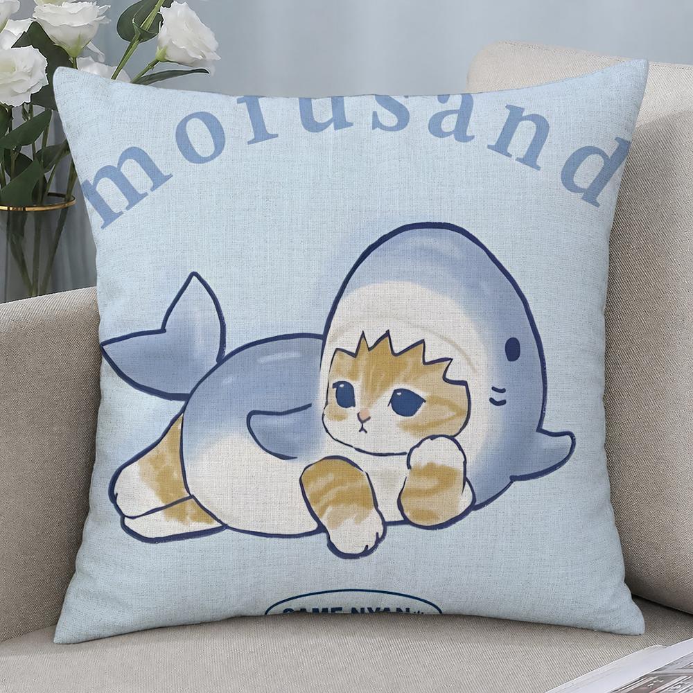 Character Mofusand Cushion Cover Cushion Covers Natural Linen Breathable Sofa Bedroom Decor Pillowcase