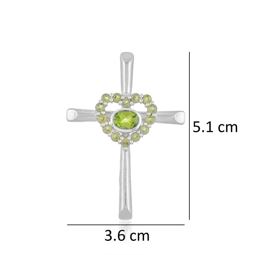Gemstone cross pendant 925 silver cross charm jewelry zivori pendant green peridot cross