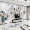 Custom Wallpaper 3d Mural Modern Minimalist Embossed Elegant Jewel Flower Mural Tv Background Wall Paper Decorative