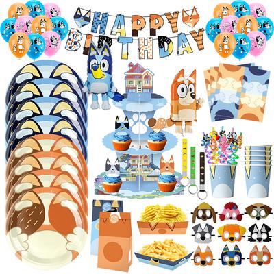 Birthday Party Decoration Blue Balloons Bluey Tablecloth Backdrop Party Supplies Bluey Birthday Set Party Favors Kids Birthday