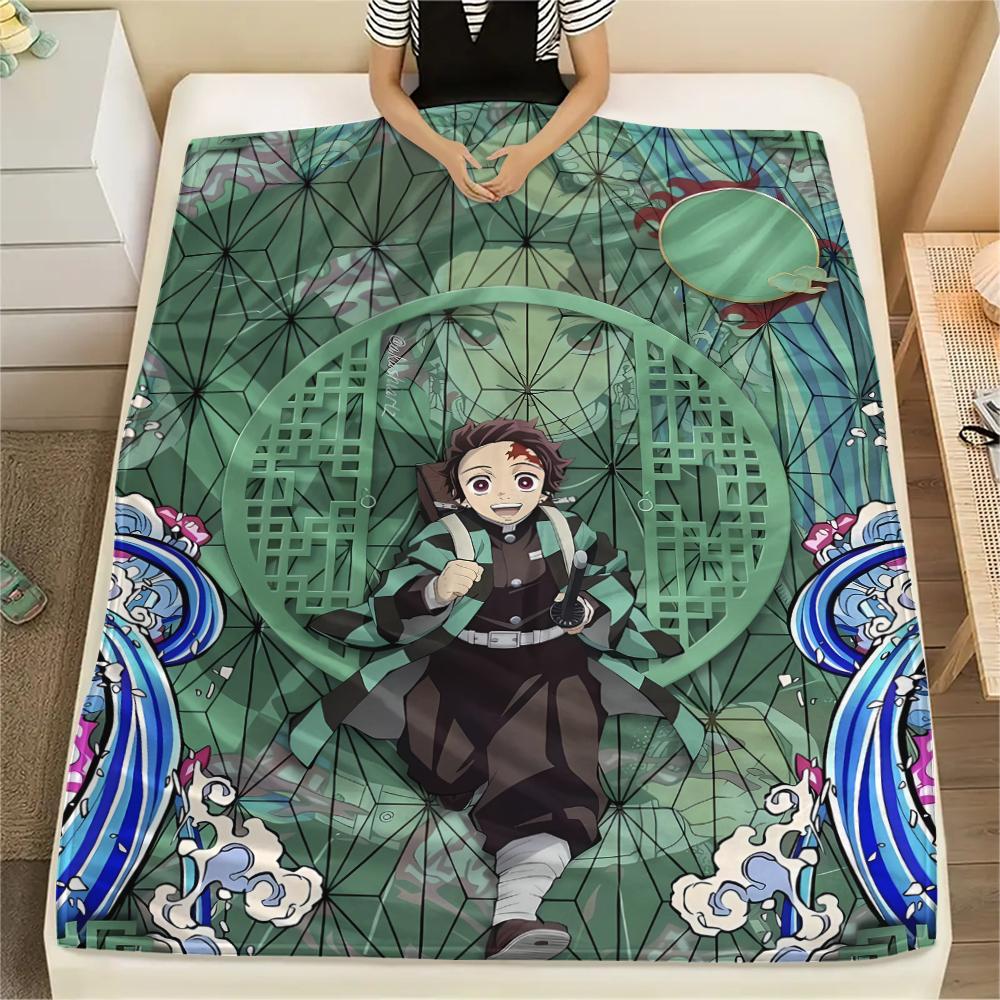 1PC Demon Slayer Print Flannel Blanket, High quality All Seasons, Home Decor, Warmth and Comfort, Perfect for Christmas Gifts