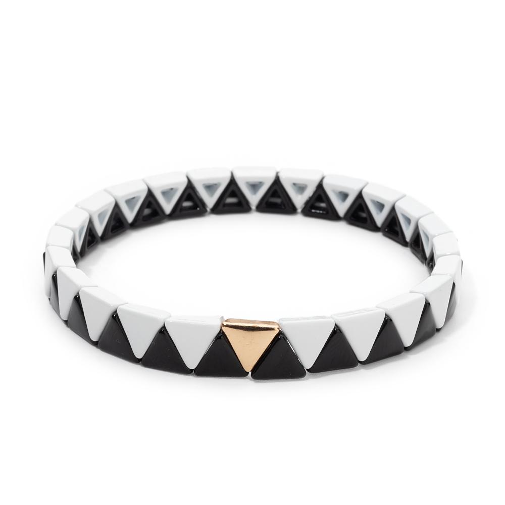 New Fashion Deil Eye Enamel Bangle for Women Colorful Beaded Boho Rectangle Shape Hand Accessory
