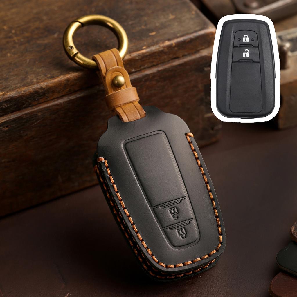 Leather Car Key Fob Case Cover for Toyota CHR Camry Prius Land Cruiser Prado Furniture Corolla Yaris RAV4 Highlander Accessories