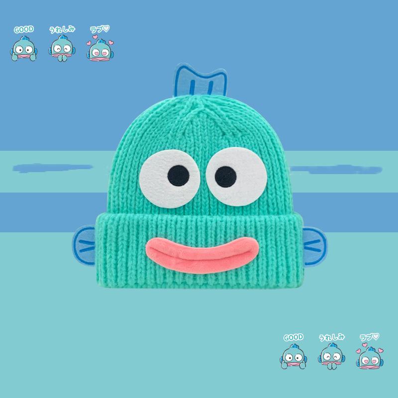 Cute funny ugly fish hat women's autumn and winter warm thickened ear protector hat knitted wool hat student new cold hat