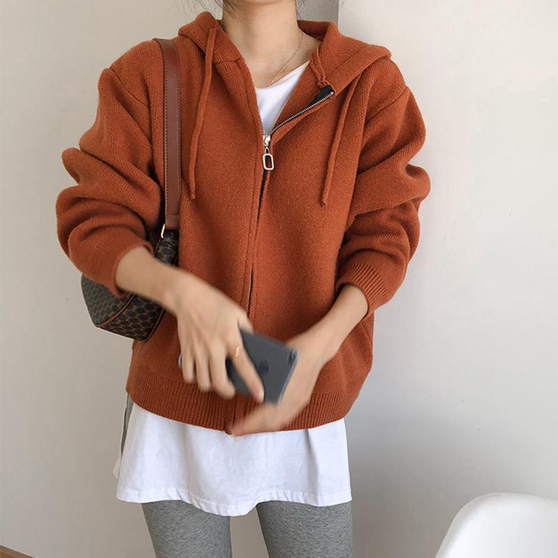 Вязаный кардиган с капюшоном на молнии — фото 13