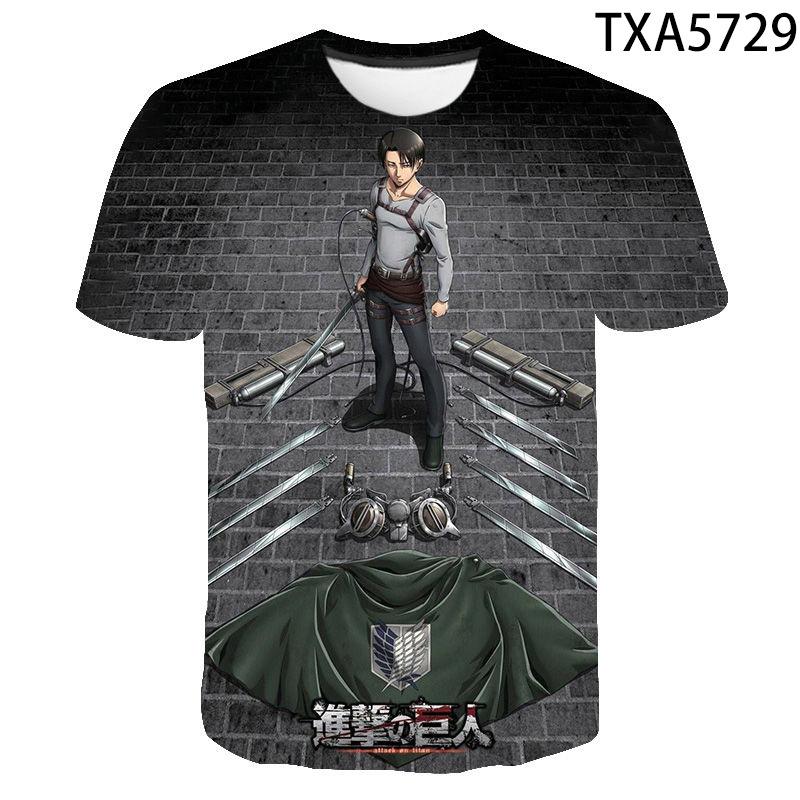Attack On Titan Levi Ackerman 3D Print T-Shirt, High Quality Polyester Short Sleeve, Fashion Streetwear Casual Daily Wear