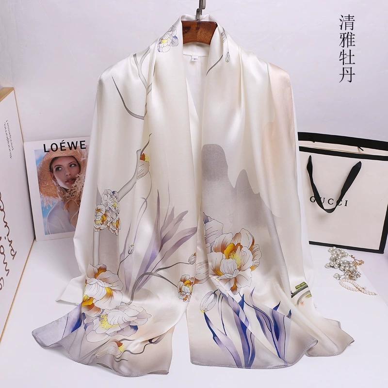 

Chinese Ethnic Flower Style 100% Silk Scarves Shawls Long Silk Scarf 170*52cm