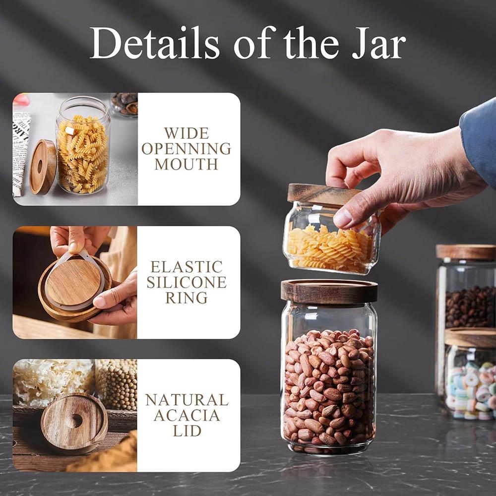 Glass Jars with Airtight Lids,11oz Mini Kitchen Pantry Storage Containers for Sugar,Spice,Salt,Matcha,Nuts, Sauce,Cocoa powder