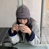 Colorful Earflap Knitted Hat Striped Baggy Beanie Hat Fashion Striped Balaclava  for Outdoor Ski