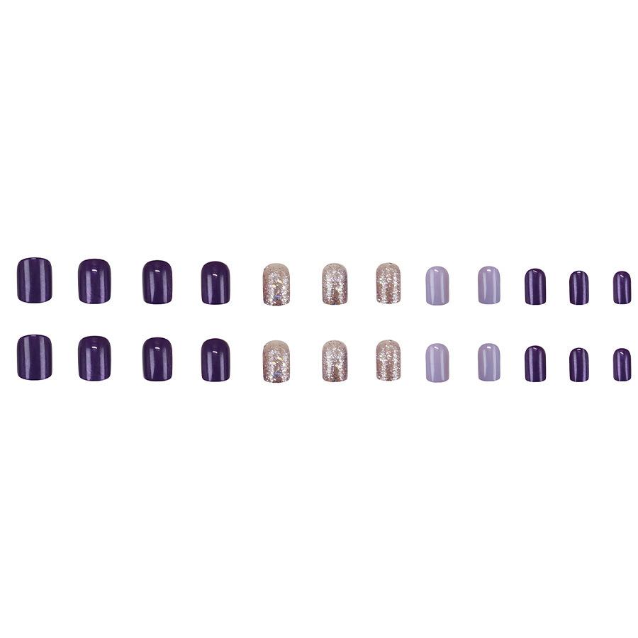 24 Pieces Fairy Purple Romantic Gentle Purple Dream Flash Big Sequins Starry Colorful Personalized Manicure Wear Nail Unloading