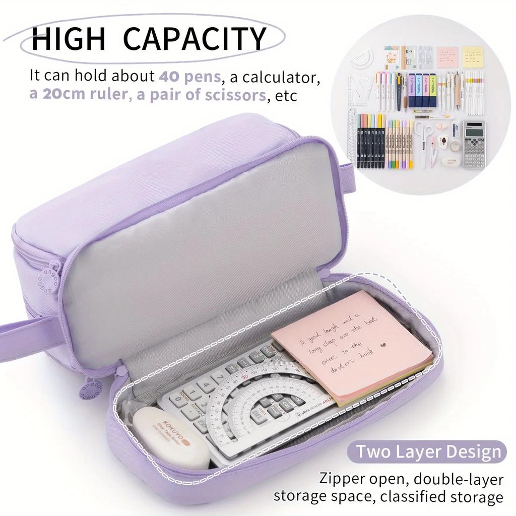 Large Capacity Stationery Case, Durable Oxford Cloth Pencil Case, Portable Organizer for School, Office and University Supplies
