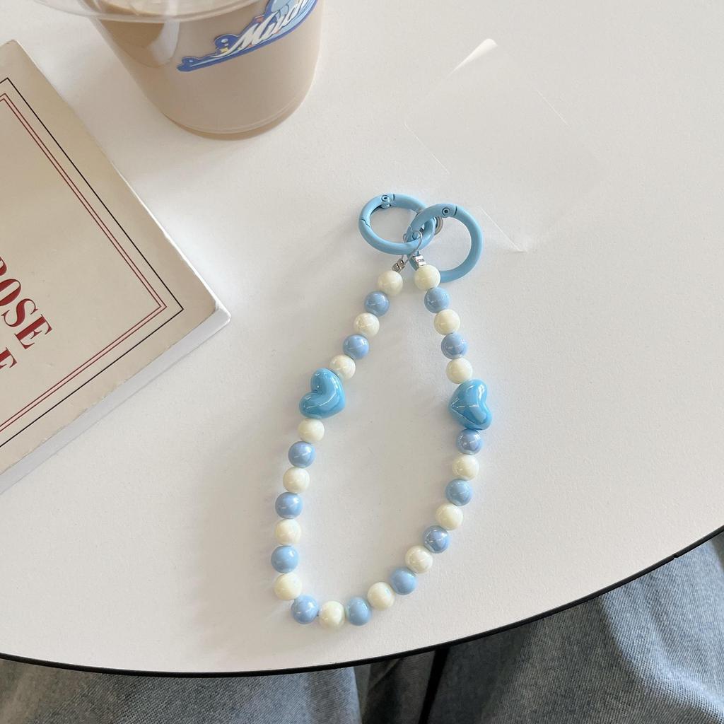 Bunte Perlenherz-Kette Umhänge-Handystrap - Verlustsicher, Passt für alle Hüllen