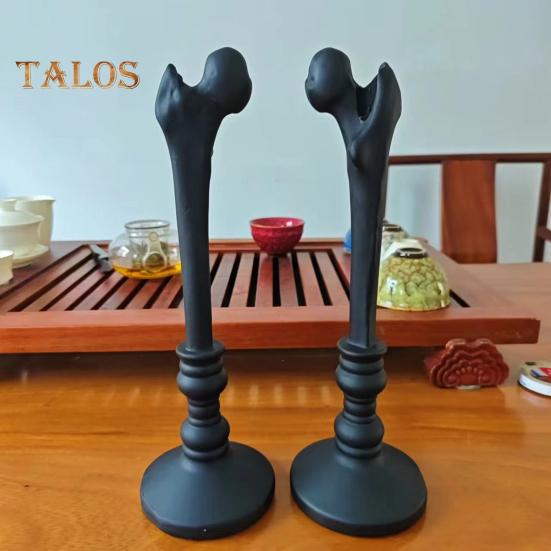 Halloween Candle Holder Resin Human Bone Candlestick Tray Taper Candle Holder Gothic Home Table Decor for Halloween Party