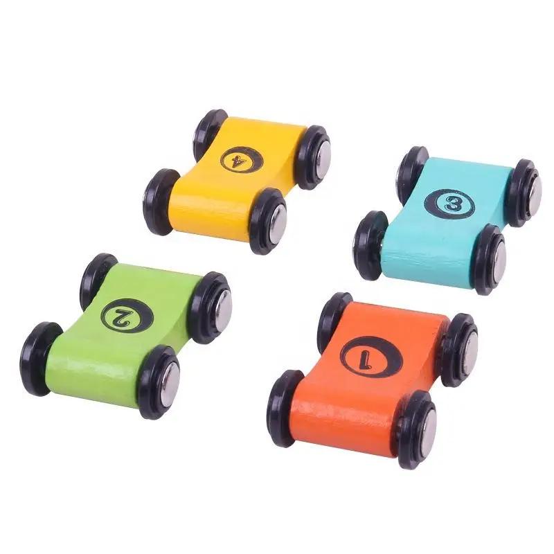 1/4Pcs Kids Wooden Gliding Car Toy Ramp Race Slide Track Mini Car Games Replacement Car Colorful Model Vehicle Playthings Ideal For Boys