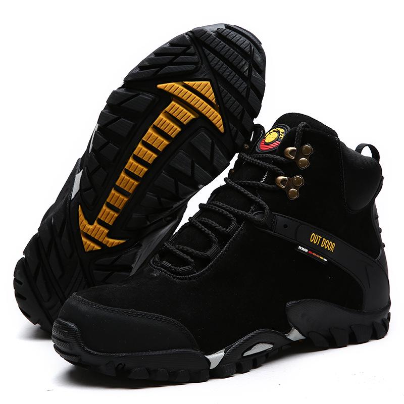 Men's Large Winter High-Top Hiking Boots - Warm, Wear-Resistant, Anti-Slip, Plus Velvet