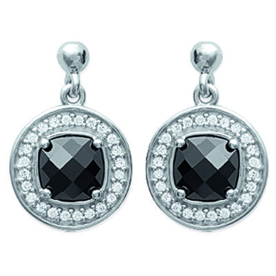 [J8147] - Silver Earrings 'Romy' Black White (rhodium-plated) - 12 Mm