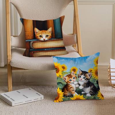 A Charming Cute Cat Pillowcases Home Bedding Decorative Pillow Cover Wedding Super Soft Pillow Case